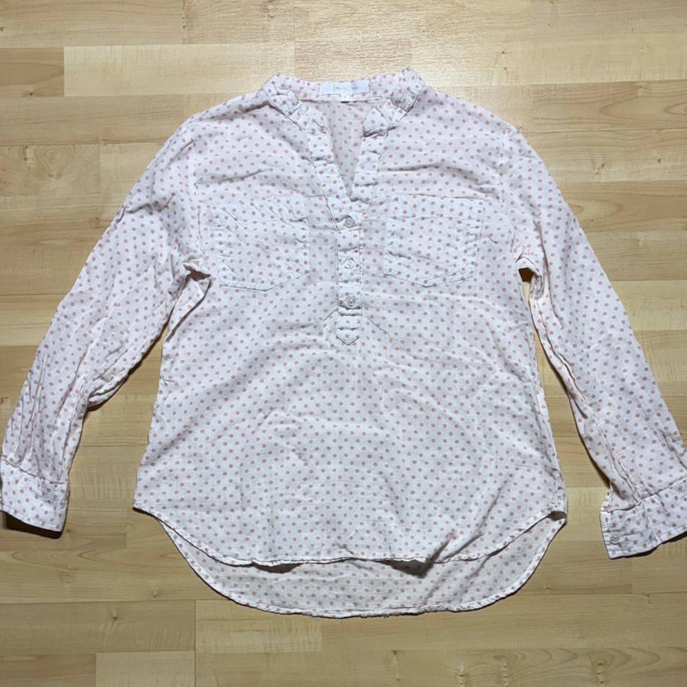 Light Pink Printed Button-Front Women’s Blouse